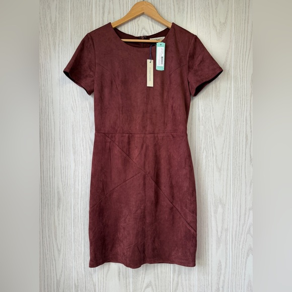 41 Hawthorn Bowie Faux Suede Knit Dress Burgundy Size M NWT - Picture 1 of 5
